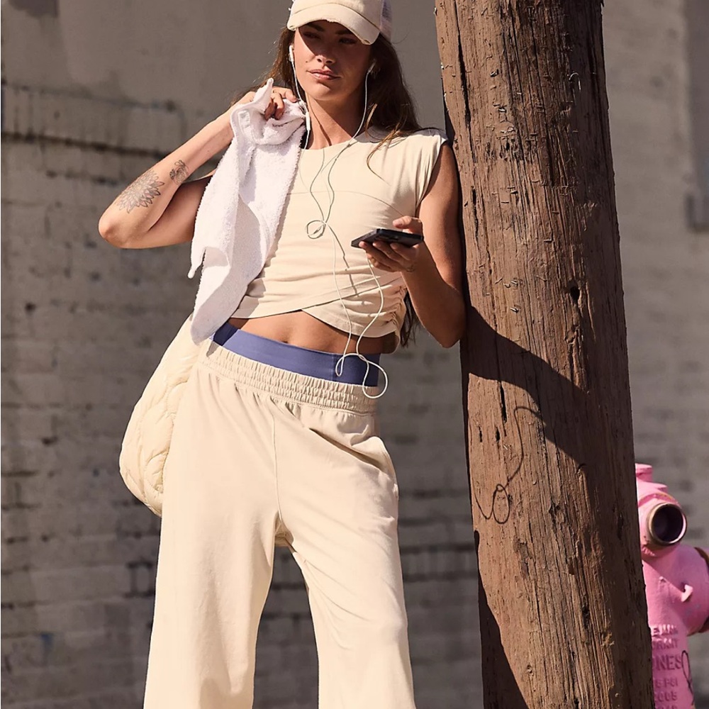 Free people Cream set with High-Waisted Design